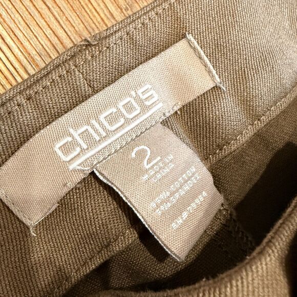 Chico's So Slimming Tan Ankle Jean Texture Stretchy Pants - Size 2 (US L/12) - Picture 5 of 8